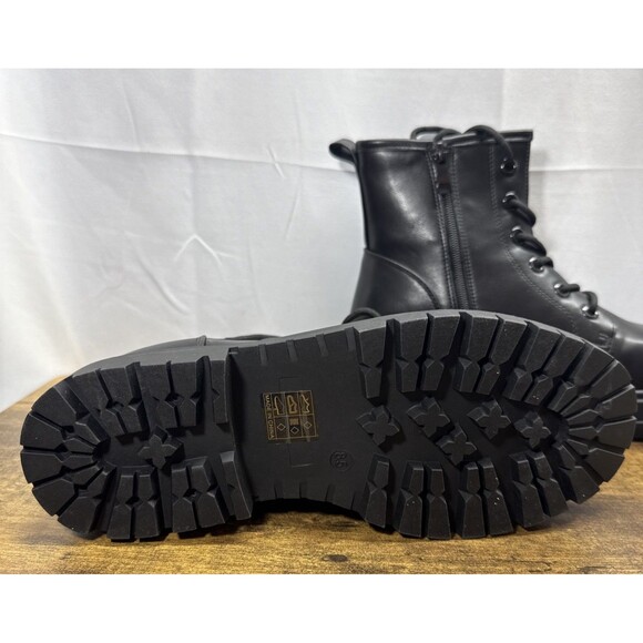 Dream Pairs Womens Black Leather Lace Up Combat Ankle Boots Size 8.5 - Picture 13 of 14